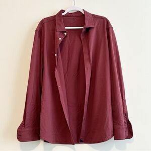 UNTUCKit Burgundy Lightweight Blazer with Notched Lapel and Long Sleeves